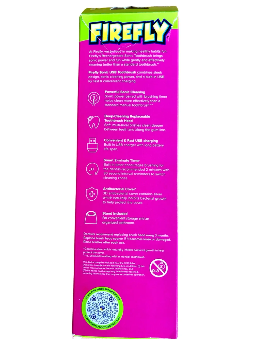 Firefly Sonic Barbie Toothbrush with USB Charging and Antibacterial Cover